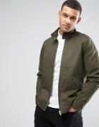 Asos Harrington Jacket With Funnel Neck In Khaki - Green