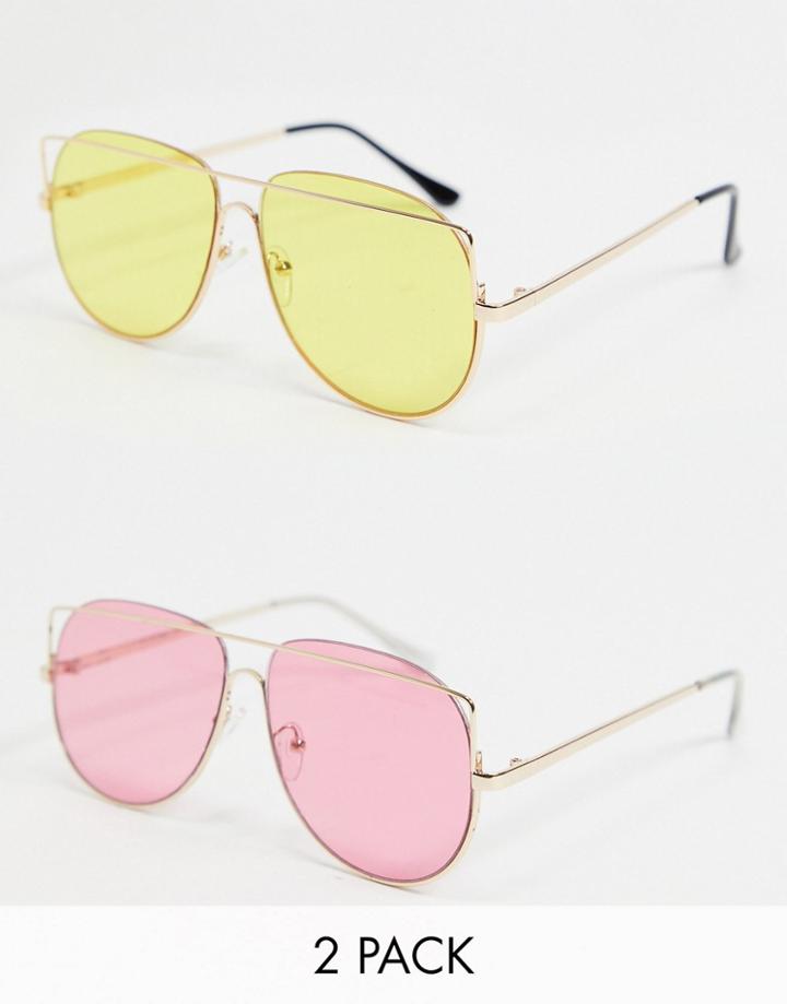 Madein. 2 Pack Colored Lens Sunglasses-multi