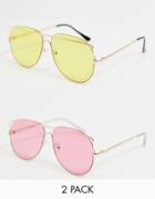 Madein. 2 Pack Colored Lens Sunglasses-multi