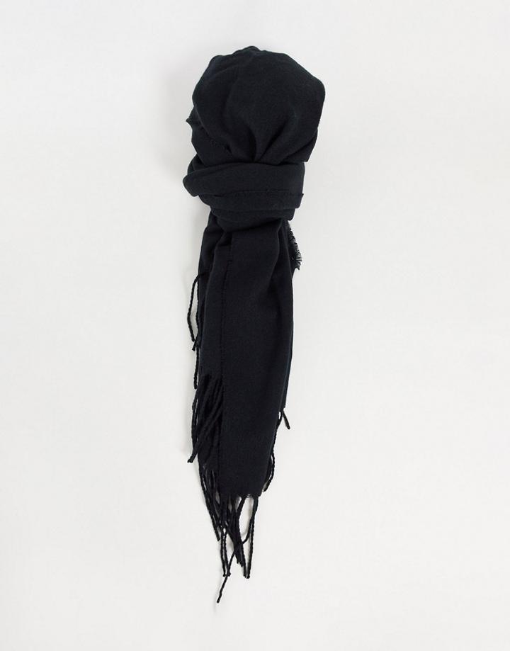 Boardmans Polyester Fringe Scarf In Black - Black