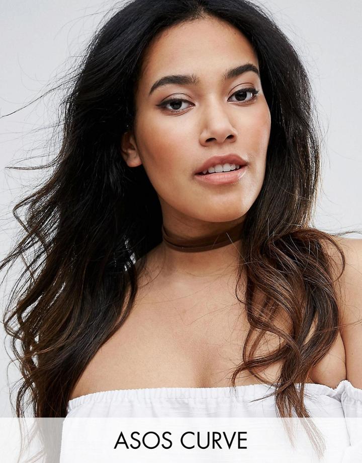 Asos Curve Suede Strand Choker Necklace - Brown