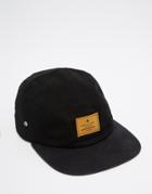 Asos 5 Panel Cap In Black Canvas With Contrast Patch - Black