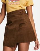 Urban Revivo Wrap Mini Skirt In Brown