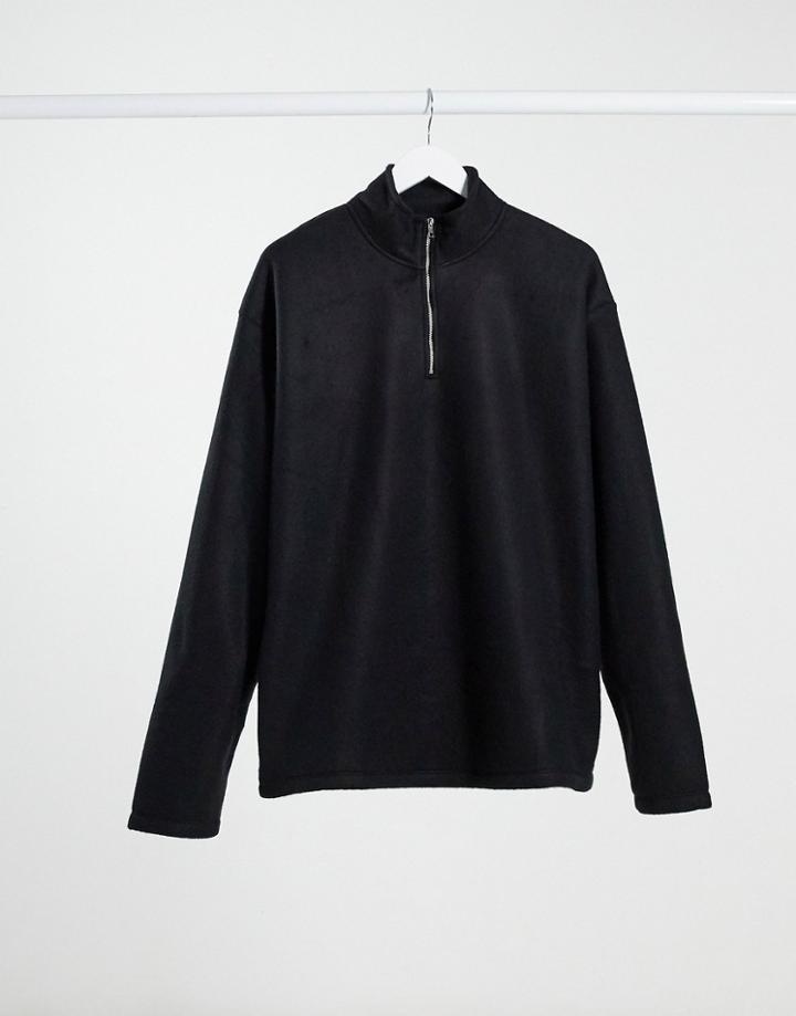 New Look Funnel Neck Fleece Sweatshirt In Black
