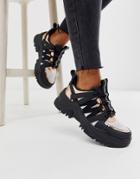 Asos Design Desert Daze Chunky Sneakers In Black And Rose Gold-multi