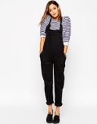 Asos Denim Classic Overall With Tie Straps In Black - Black