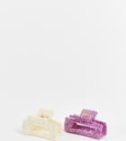 Reclaimed Vintage Inspired Hair Claw 2 Pack In Purple And White-multi