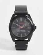 Hugo Mens Leather Watch In Black 1530227