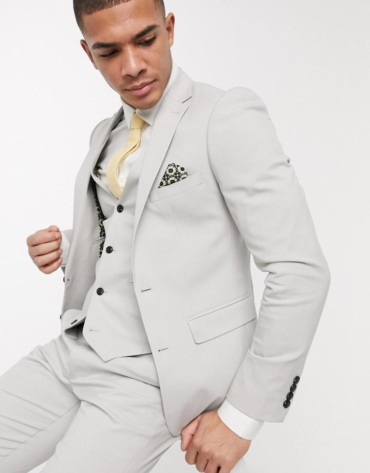 Harry Brown Skinny Fit Plain Suit Jacket-gray