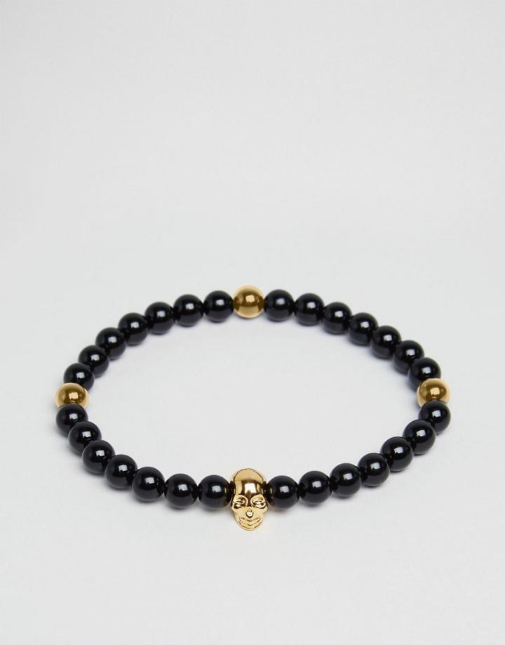 Mister Annum Onyx & Gold Beaded Bracelet - Black