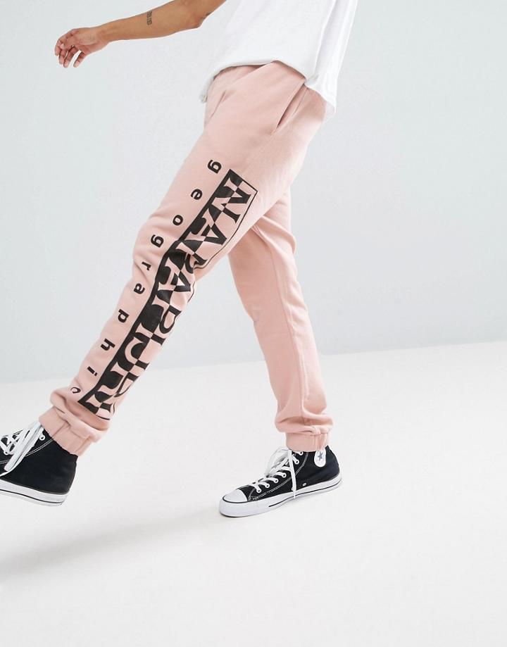 Napapijri Tier 1 Logo Sweatpants In Pink - Pink
