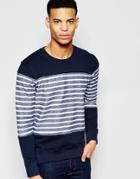 Pull & Bear Striped Sweatshirt In Navy And White - Navy Blue