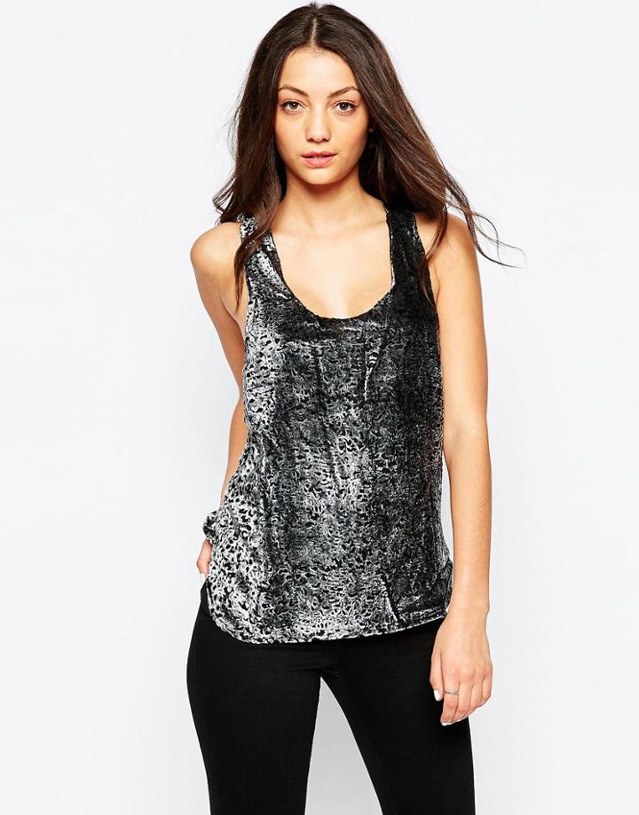 Vila Burnout Sleeveless Tank Top - Black