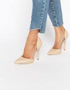 Public Desire Keely Clear Detail Court Shoes - Nude Pu