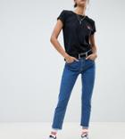 Na-kd Slim Cropped Jeans In Mid Blue