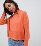Asos Design Petite Eco Boxy Sweater With Ripple Hem - Orange