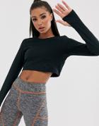 Asos 4505 Crop Long Sleeve Top-black