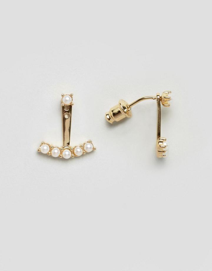 Orelia Pearl Through And Through Earrings - Gold