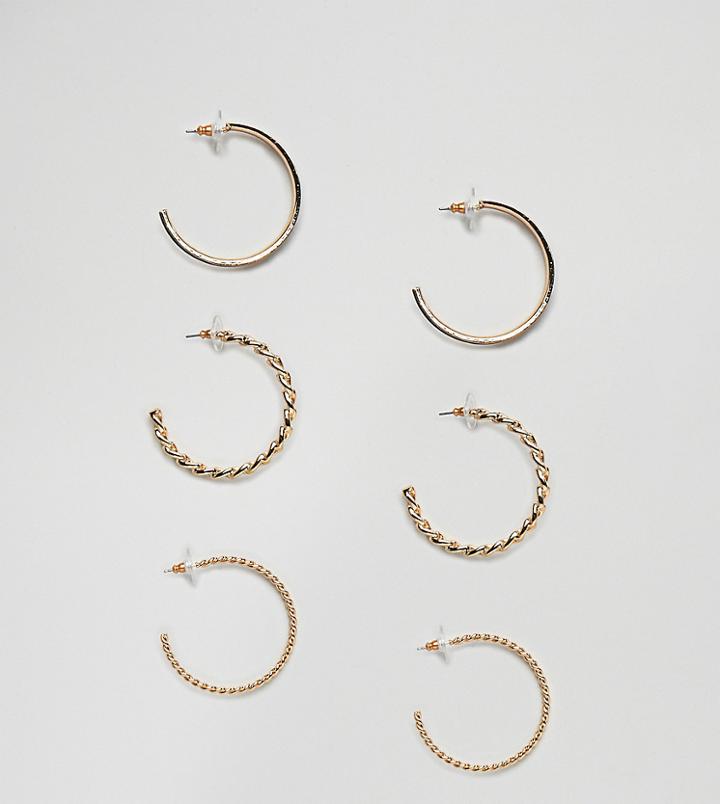 Aldo Hoop Earring Multi Pack With Link Chain Detail - Gold