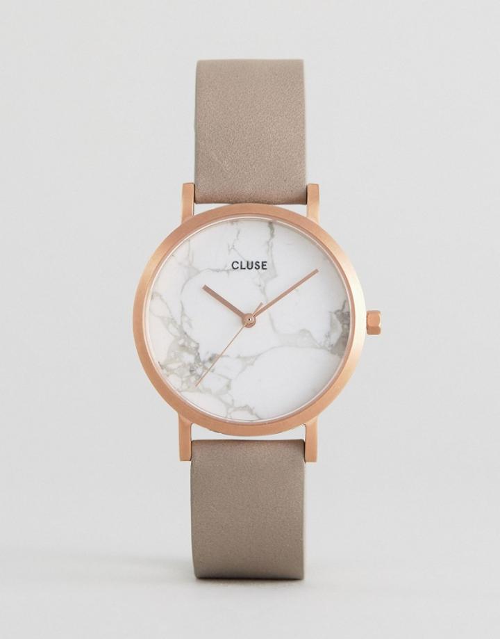 Cluse La Roche Marble White & Gray Leather Watch - Gray
