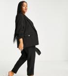 River Island Plus Pocket Detail Ruched Sleeve Blazer In Black