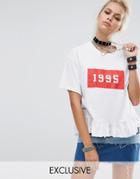 Milk It Vintage Peplum Hem T-shirt With 1995 Print - White