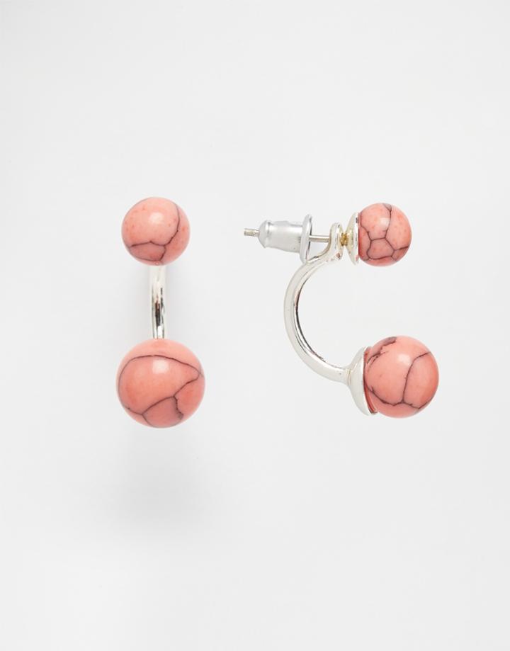 Asos Semi Precious Swing Earrings - Red