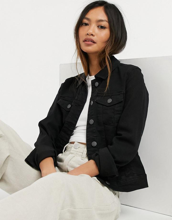 Vero Moda Denim Jacket In Black-white
