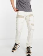 Topman Skinny Cargo Pants With Elasticated Cuff In Off White