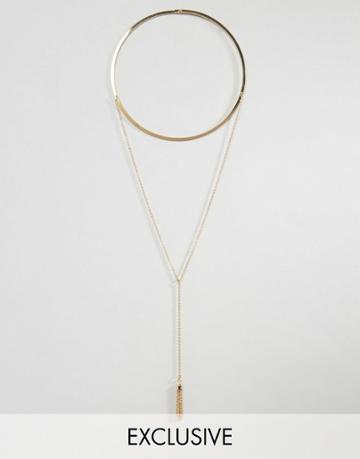 Reclaimed Vintage Tassel Necklace - Silver