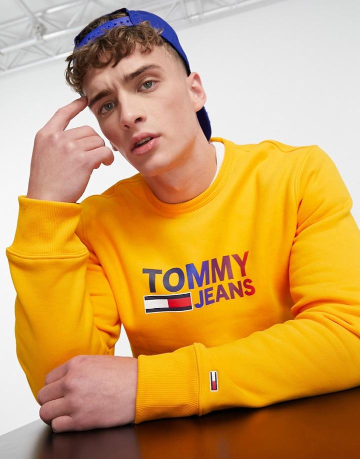 Tommy Jeans Ombre Corp Logo Sweatshirt In Florida Orange