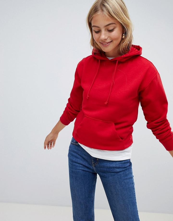 Brave Soul Clarence Hoody With Pouch Pocket - Red