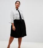 Lovedrobe Velvet Pleated Skirt - Black