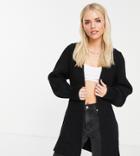 Topshop Petite Belted Wrap Cardigan In Black