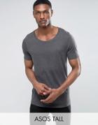 Asos Tall Longline T-shirt With Scoop Neck - Gray