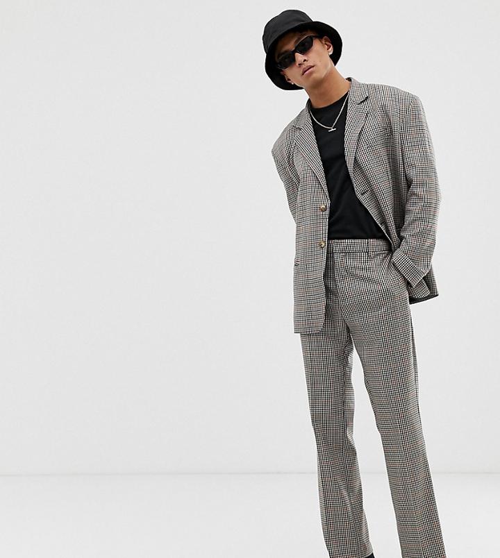 Collusion Suit Pants In Brown Check - Brown
