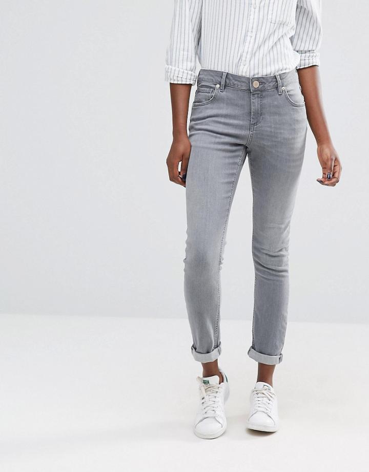 Asos Kimmi Shrunken Boyfriend Jeans In Des Torres Gray - Gray