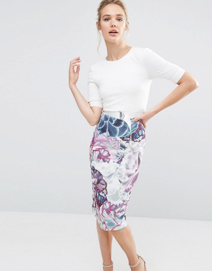 Ted Baker Illuminated Bloom D-ring Pencil Dress - Multi