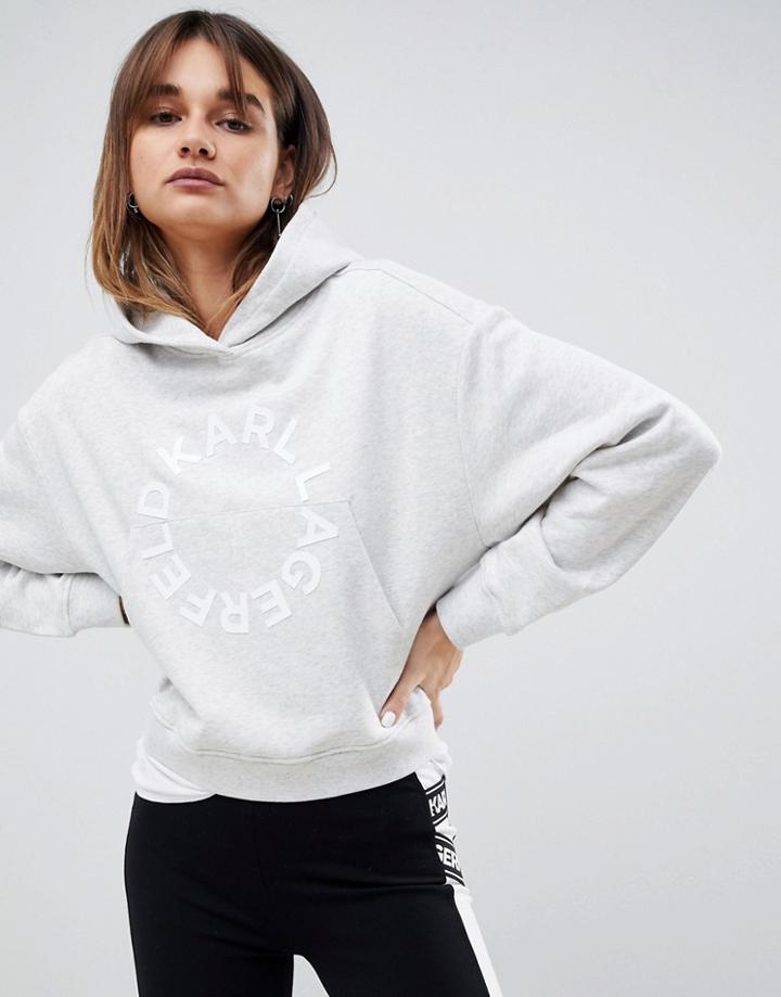 Karl Lagerfeld Circle Logo Hoodie - Gray