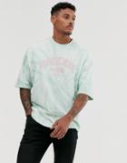 Asos Design Oversized T-shirt With Tie Dye And City Print-green