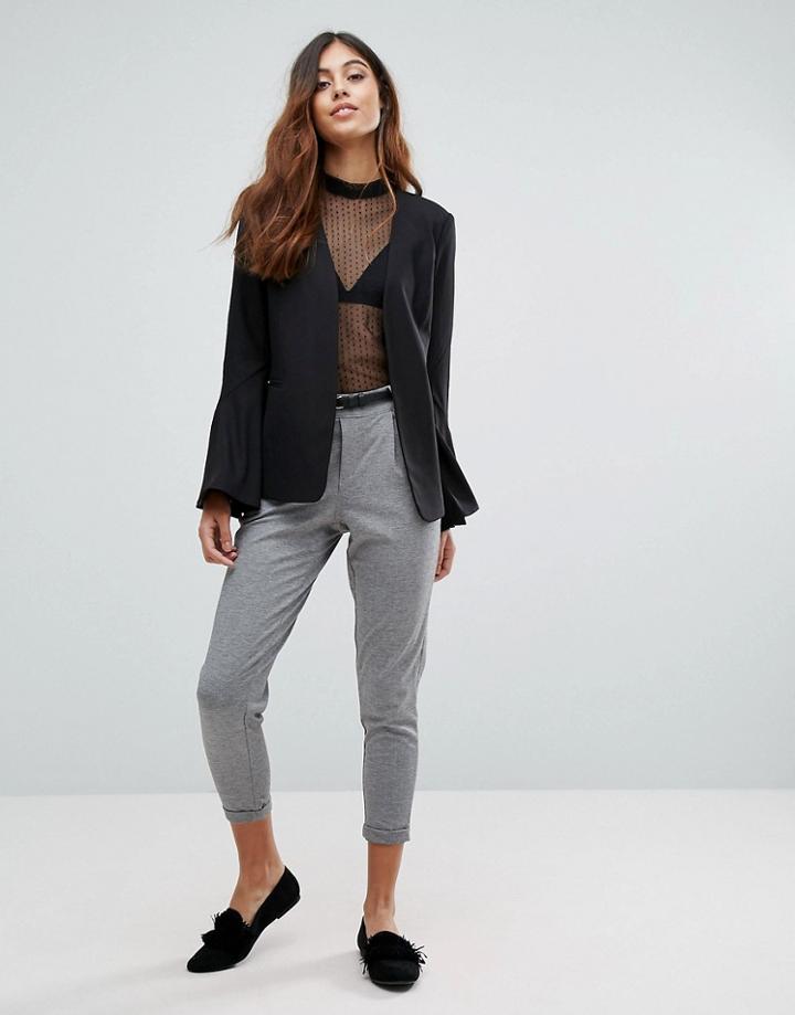 Vero Moda Peg Pants With Belt - Gray