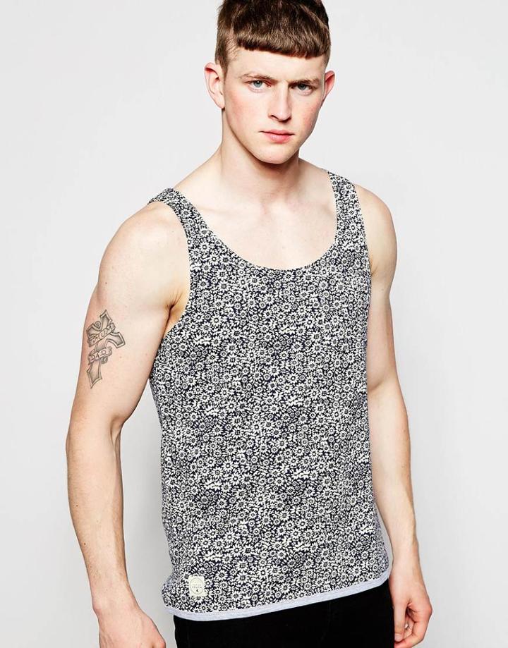 Native Youth Daisy Print Tank - Navy