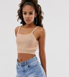 Asos Design Tall Knitted Cropped Tank - Beige