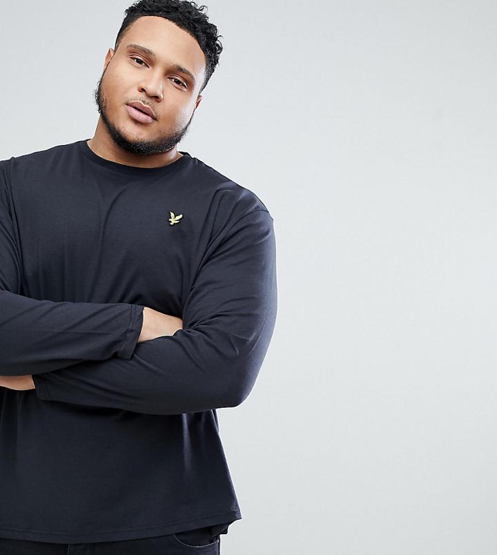 Lyle & Scott Logo Long Sleeve Top In Black - Black