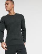 French Connection Logo Cable Knit Sweater In Dark Green