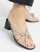 Asra Jenna Twist Front Heeled Mules In Beige Leather-neutral
