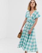 Leon & Harper Prairie Maxi Dress In Check - Blue
