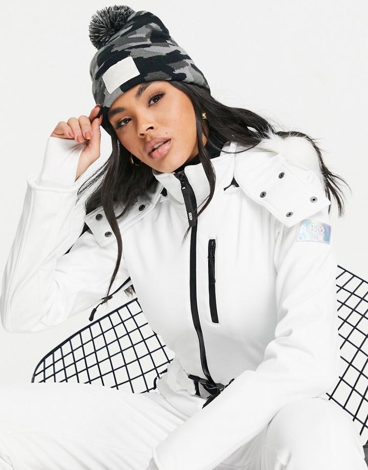 Asos 4505 Ski Bobble Hat In Camo-multi