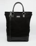 Sandqvist Kaj Canvas Tote Bag With Leather Trims - Black