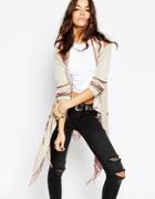 Only Festival Waterfall Cardigan With Fringing - Multi